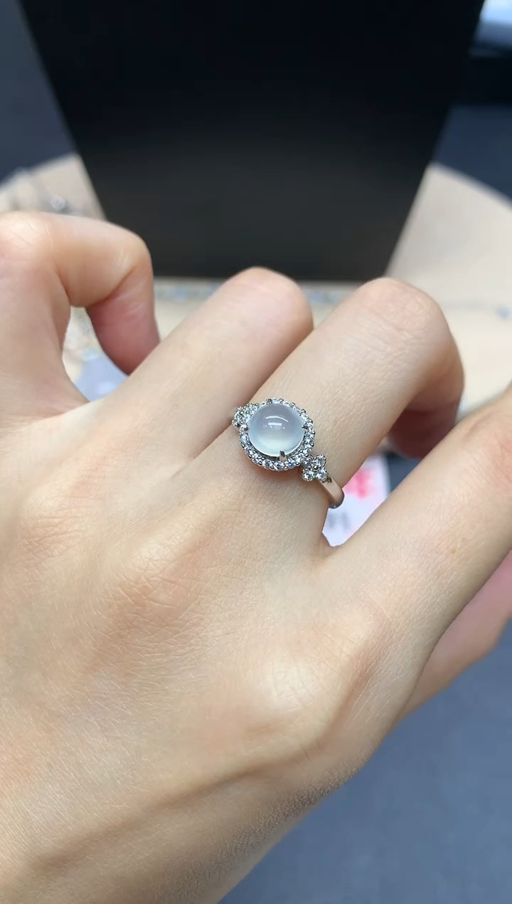 【闪购商品】翡翠戒指银S925镶嵌蛋面【多样性发其一】