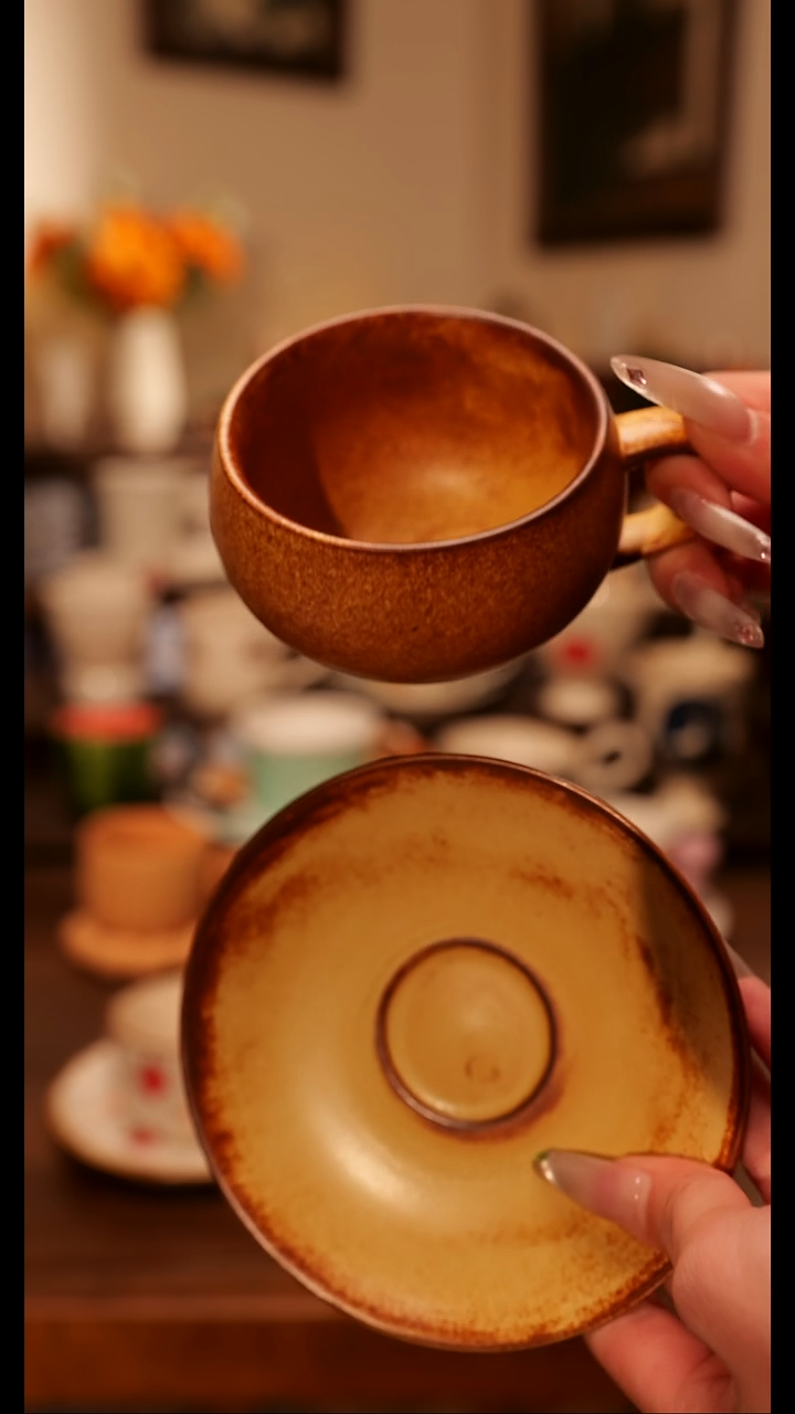 陶瓷便携款粗陶蛋杯手作   手绘釉下彩