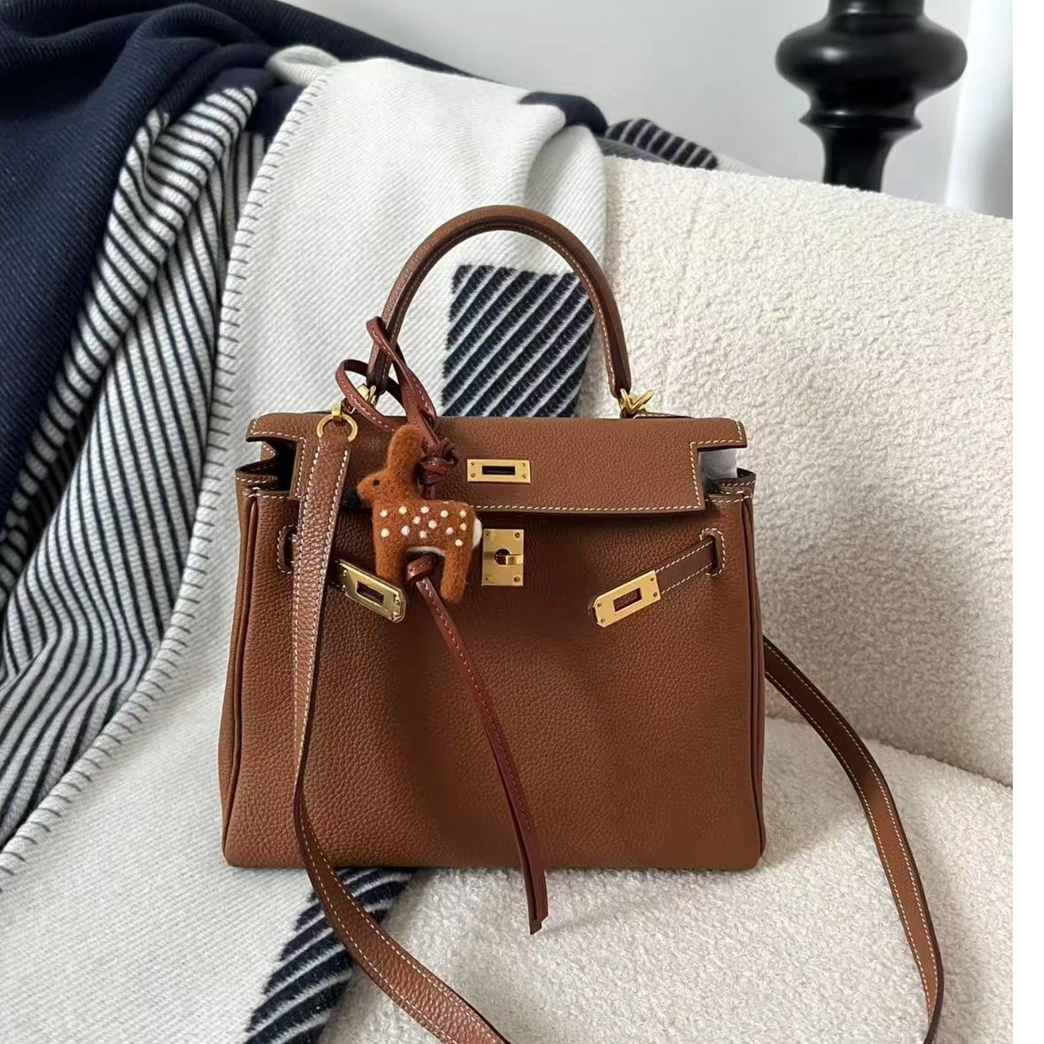 99新 Hermes/爱马仕  kelly25 金棕 togo皮  Y刻 