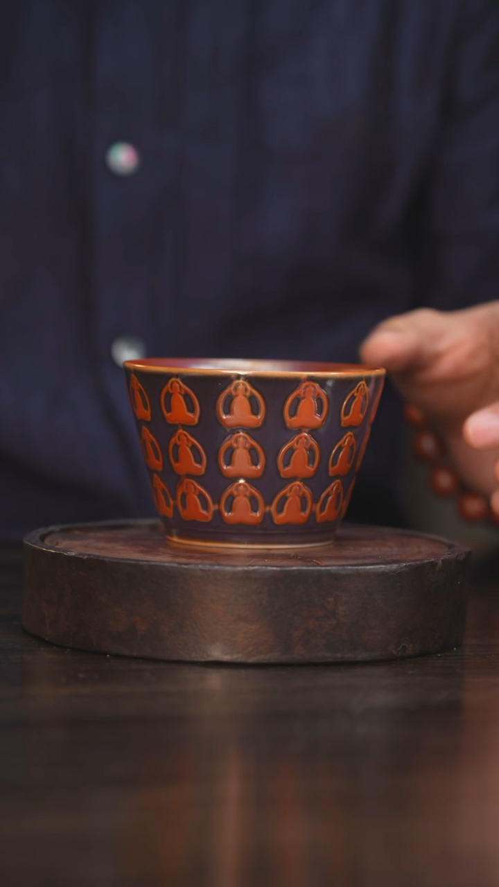 【闪购商品】杯32柴房陶瓷丨紫韵金红大万佛杯