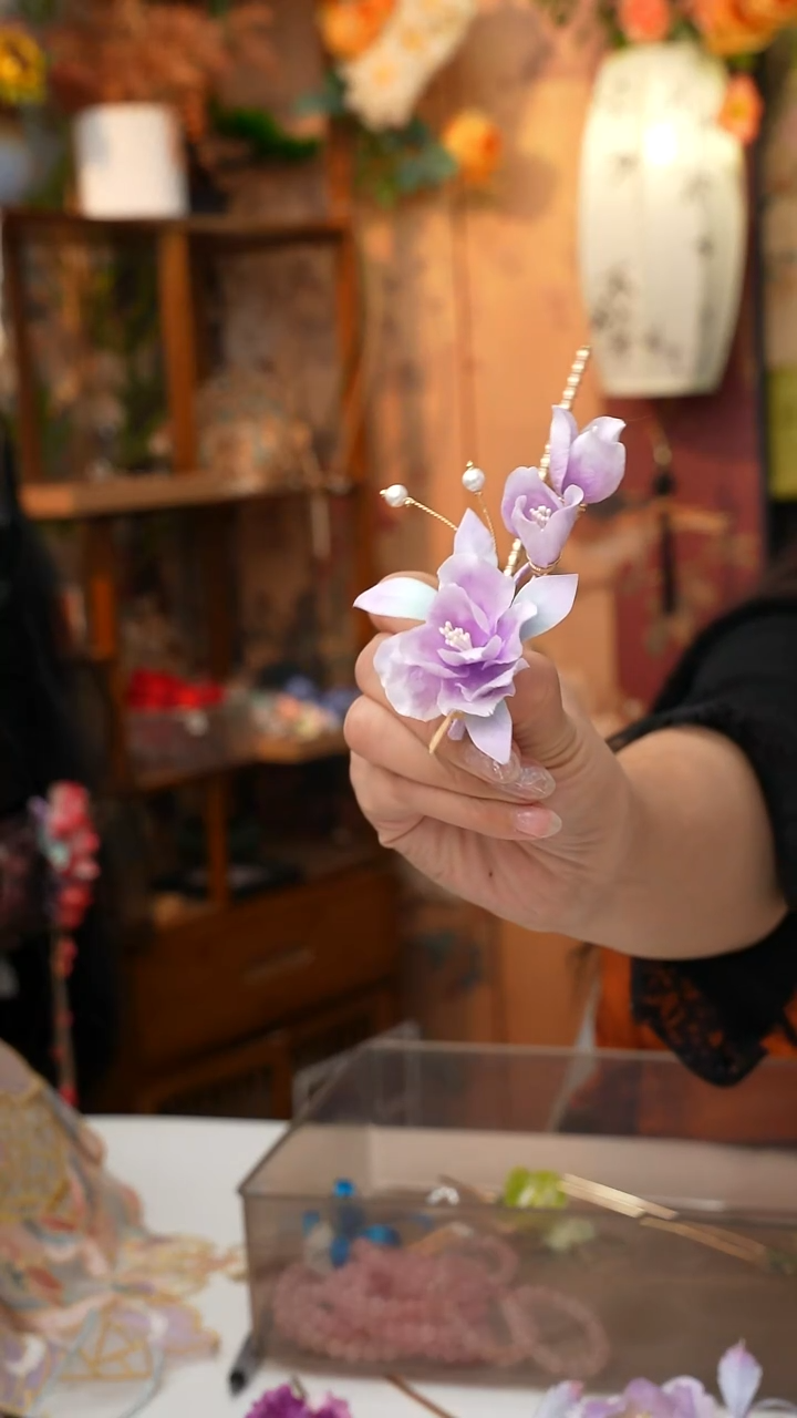 铜合金无锦簪阁非遗绒花