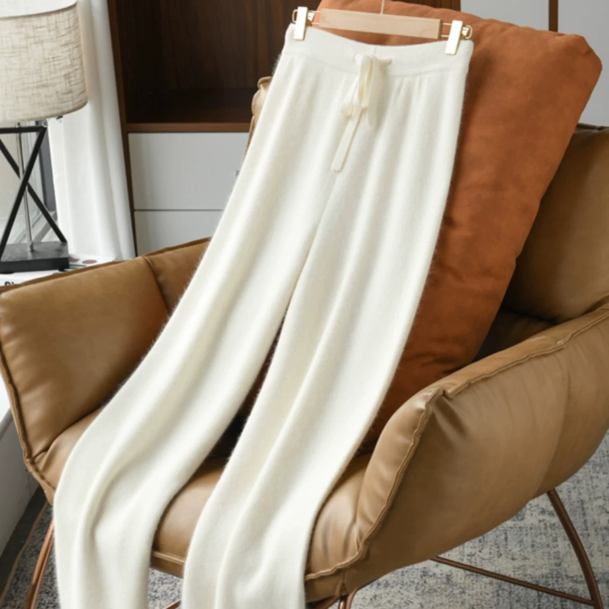 100%羊 毛秋冬爆款加厚显瘦拉长气质直筒裤时尚宽松垂感休闲裤