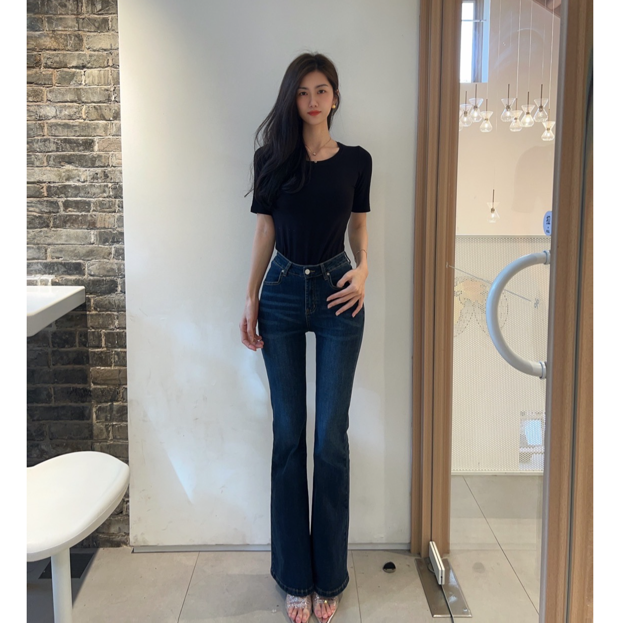 复古时尚微喇裤女2025夏季新款低腰显瘦辣妹垂感拖地休闲牛仔裤子