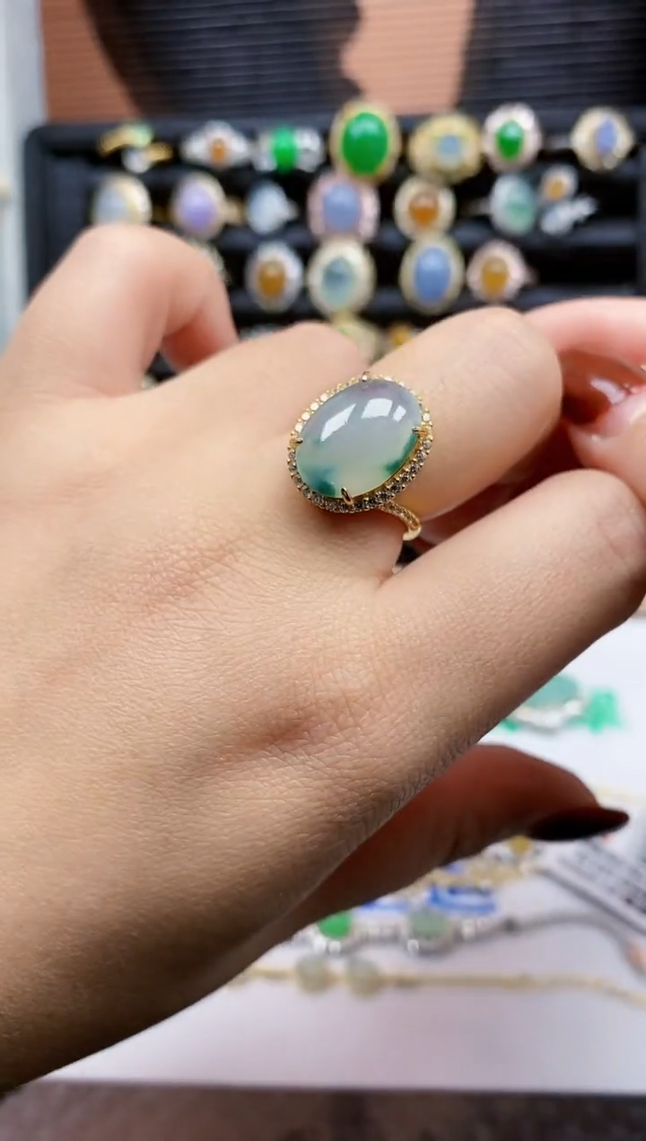 银S925镶嵌戒指翡翠459