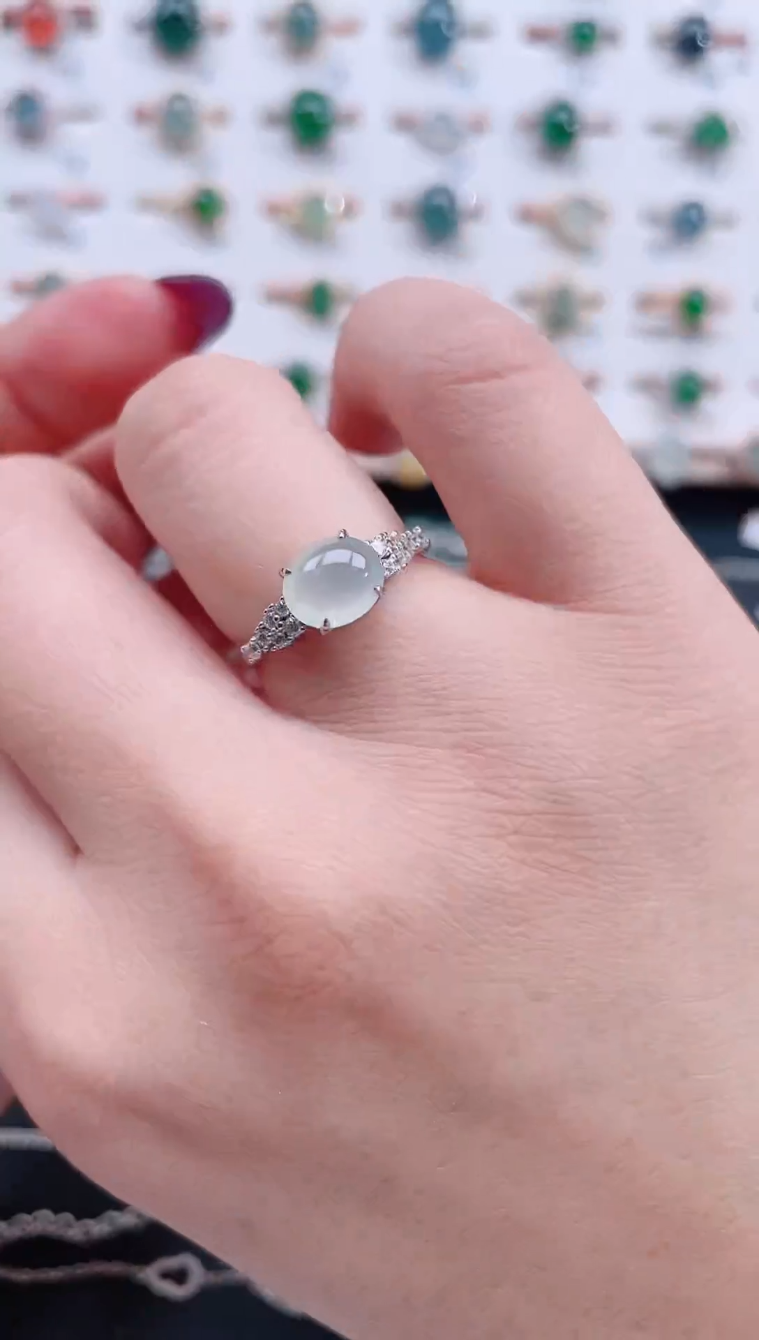 银S925镶嵌戒指翡翠天然翡翠