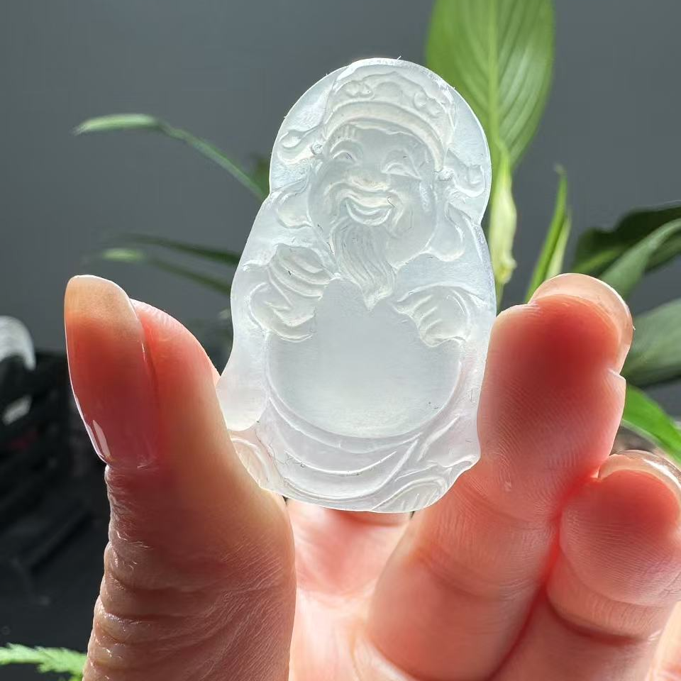 缅甸天然A货翡翠  冰底起胶财神