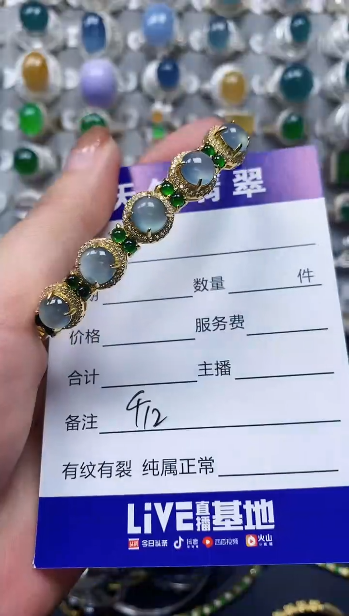 【闪购商品】翡翠手镯银S925镶嵌0412