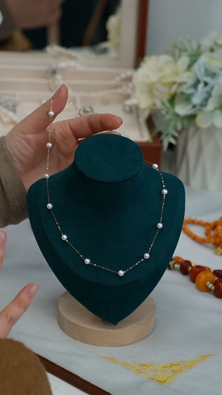 【闪购商品】淡水珍珠项链18K金镶嵌项链