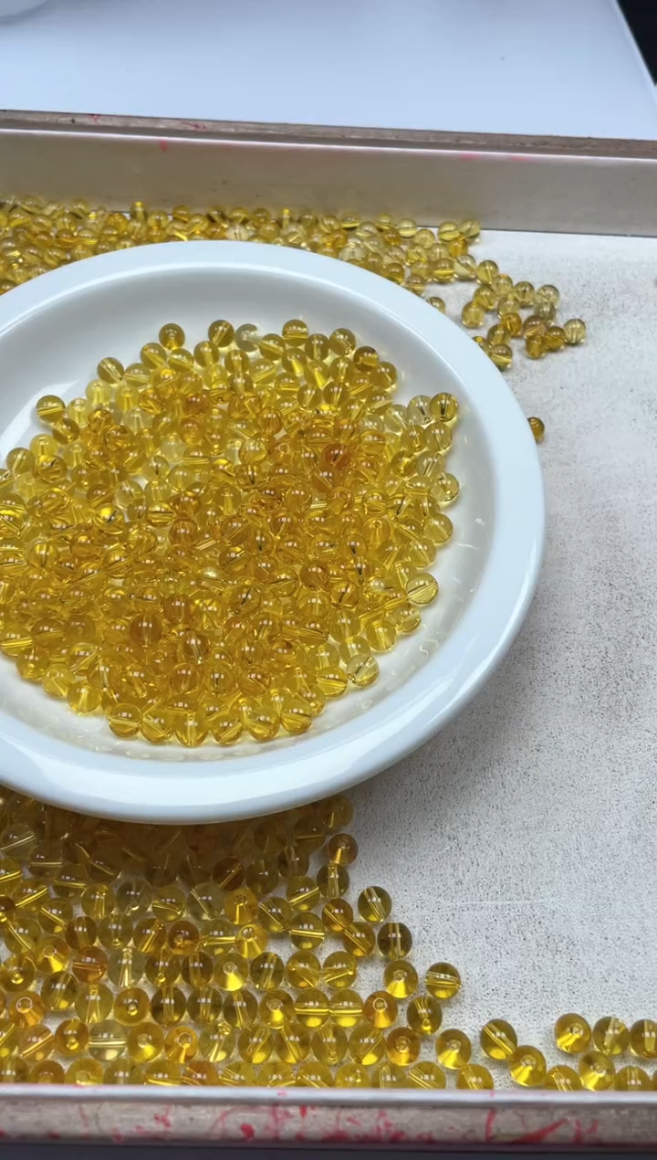 【闪购商品】水晶颈饰未镶嵌w127全净体黄水晶6mm*30颗