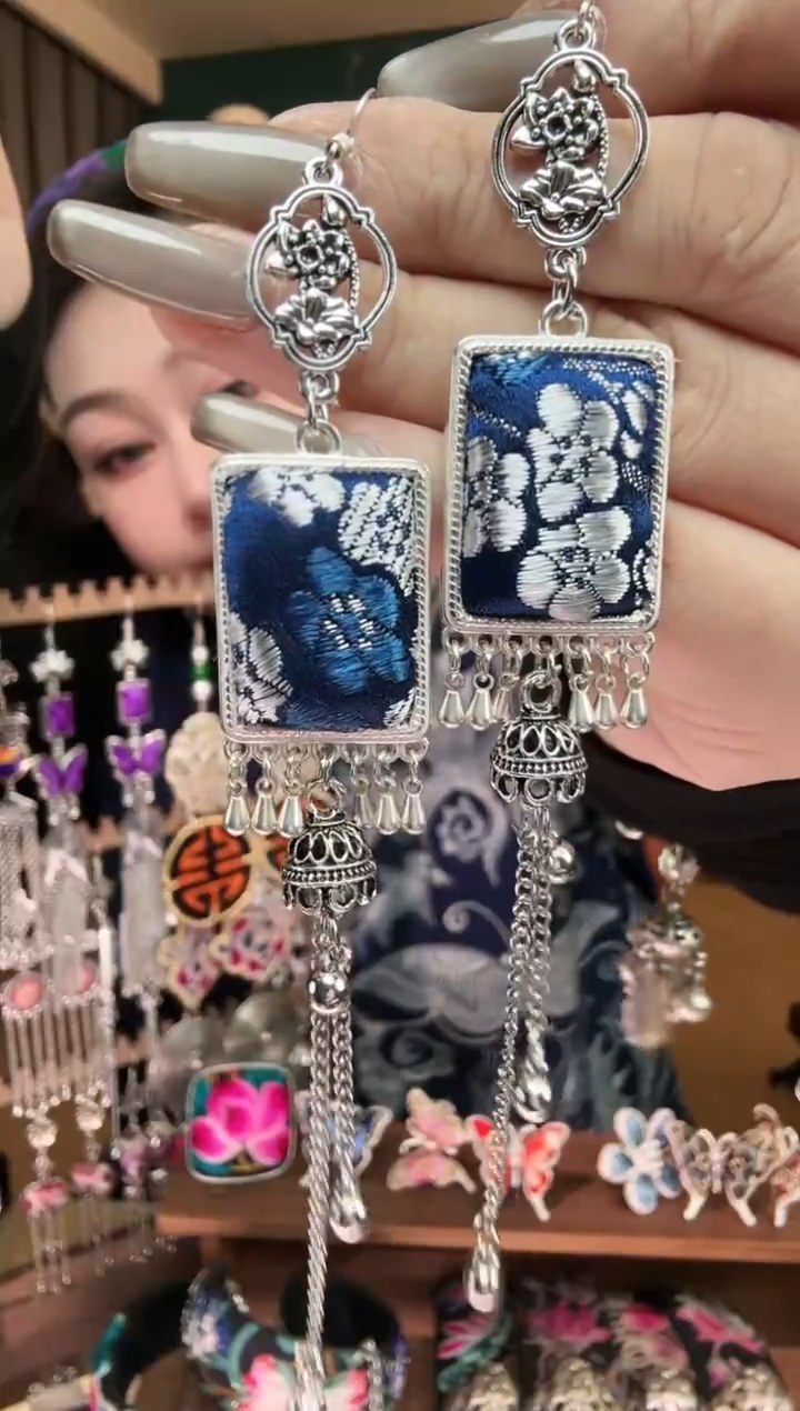 刺绣纯手工民族风刺绣耳环