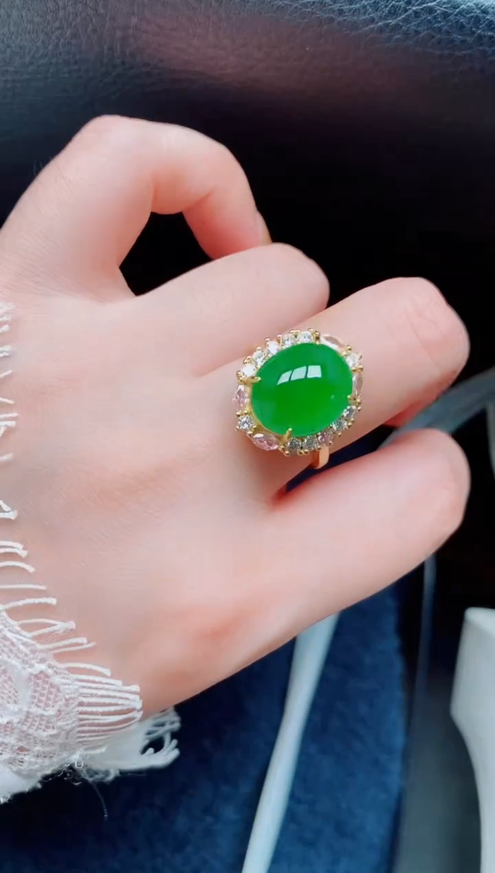 【闪购商品】翡翠戒指银S925镶嵌天然a货翡翠287
