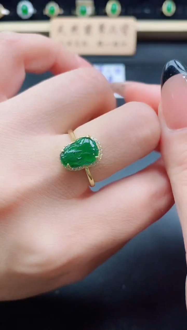 银S925镶嵌戒指翡翠1