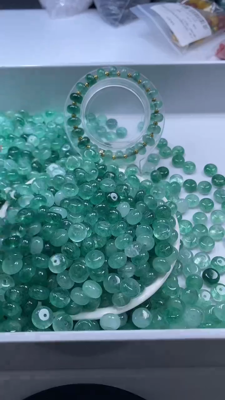 颈饰未镶嵌水晶W3148-绿色碧玺算盘10*6mm*10颗