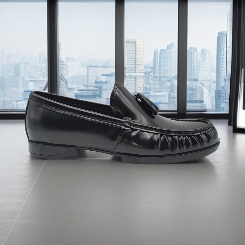 春季平底黑色豆豆真皮男士单鞋时尚百搭舒适英伦风商务休闲男皮鞋