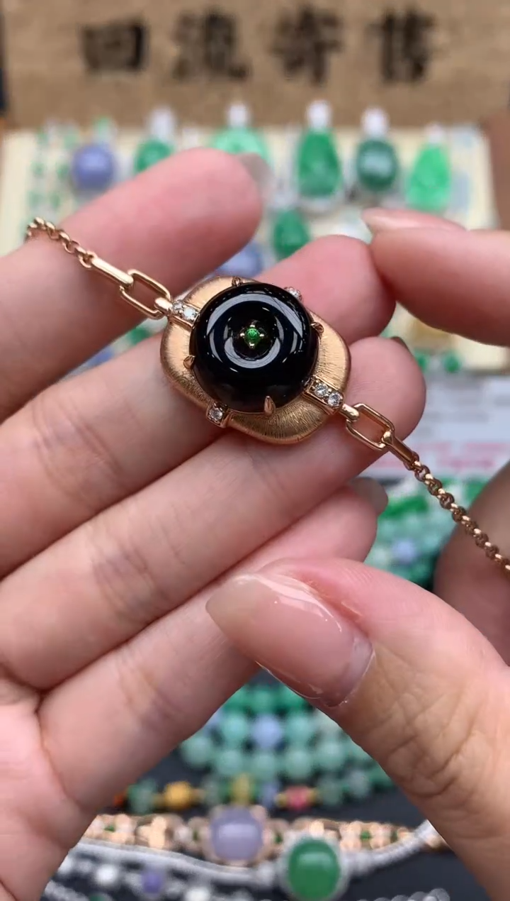 【闪购商品】翡翠手串18K金镶嵌487-中国好珍宝