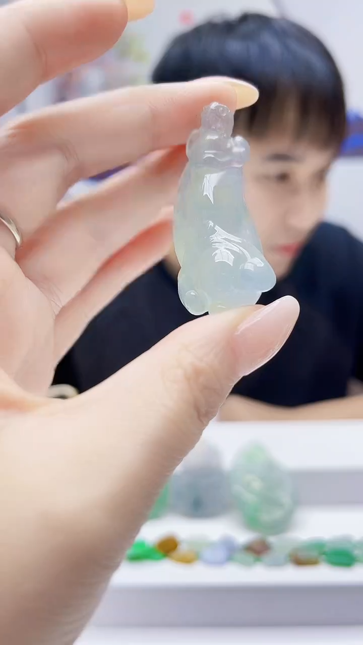 未镶嵌定制翡翠路*甲毛货挂件64