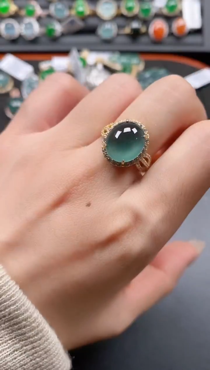 银S925镶嵌戒指翡翠11111