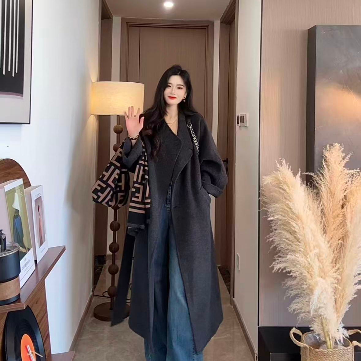 【人生大衣】插肩袖毛呢外套赫本风羊绒大衣赫本风秋冬中长款-25813