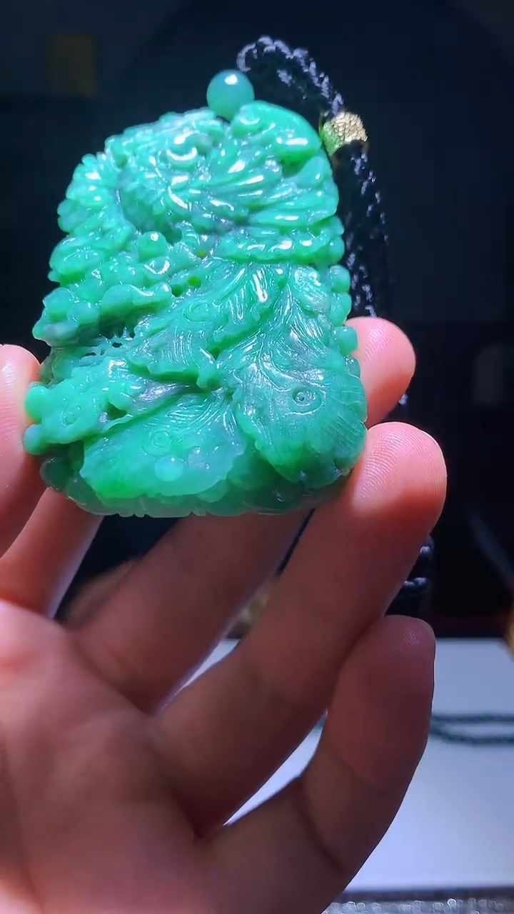 定制翡翠未镶嵌1097hm-毛货挂件（赠珠链）35