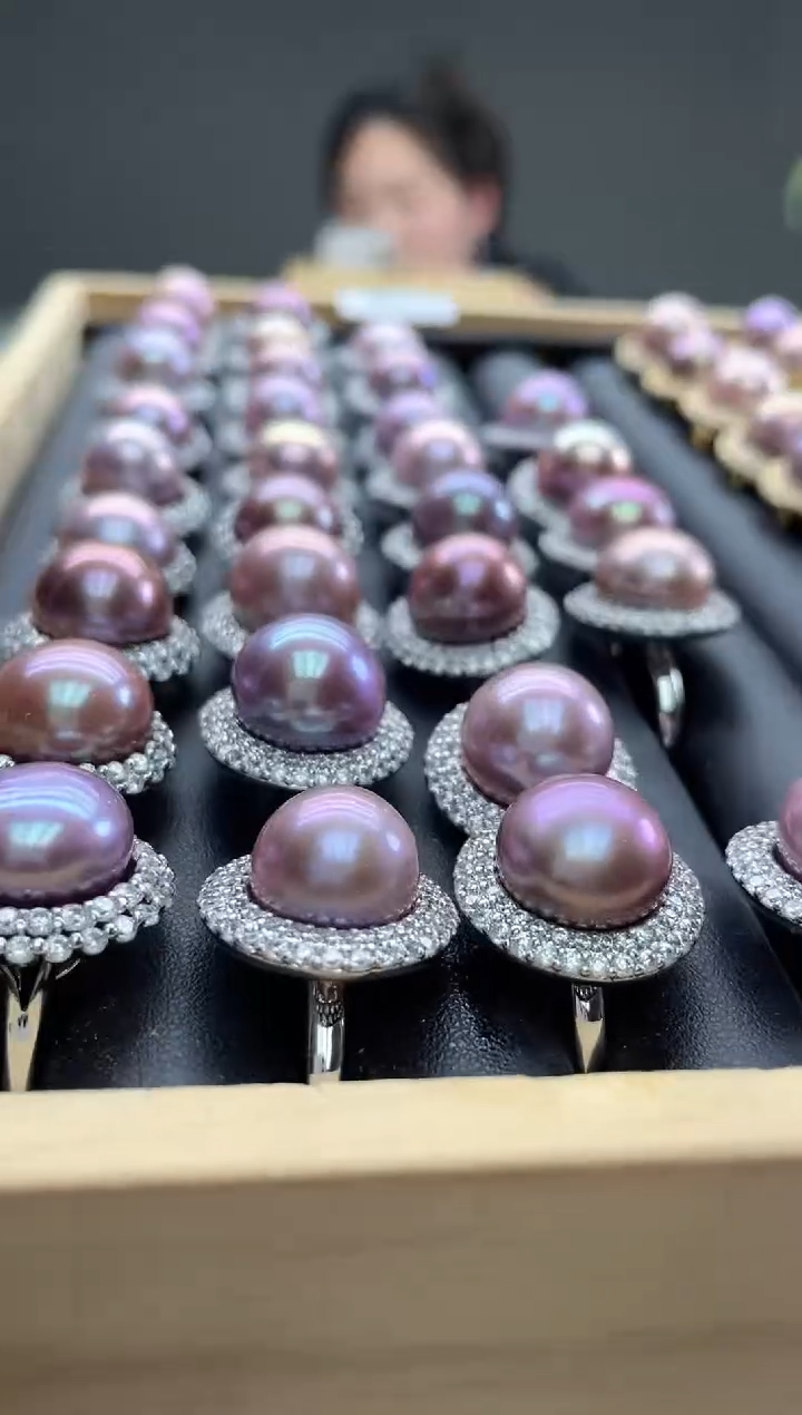 未镶嵌戒指淡水珍珠紫色系 13mm太阳花(多样性发一）