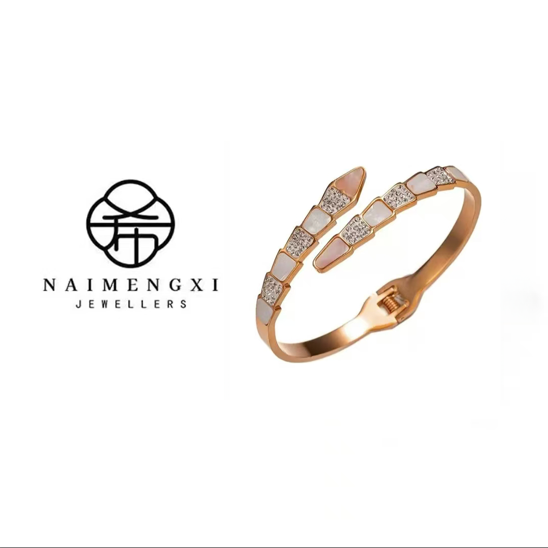 蛇骨时尚白贝母手镯经典小众简约百搭精致时尚轻奢（带证书）