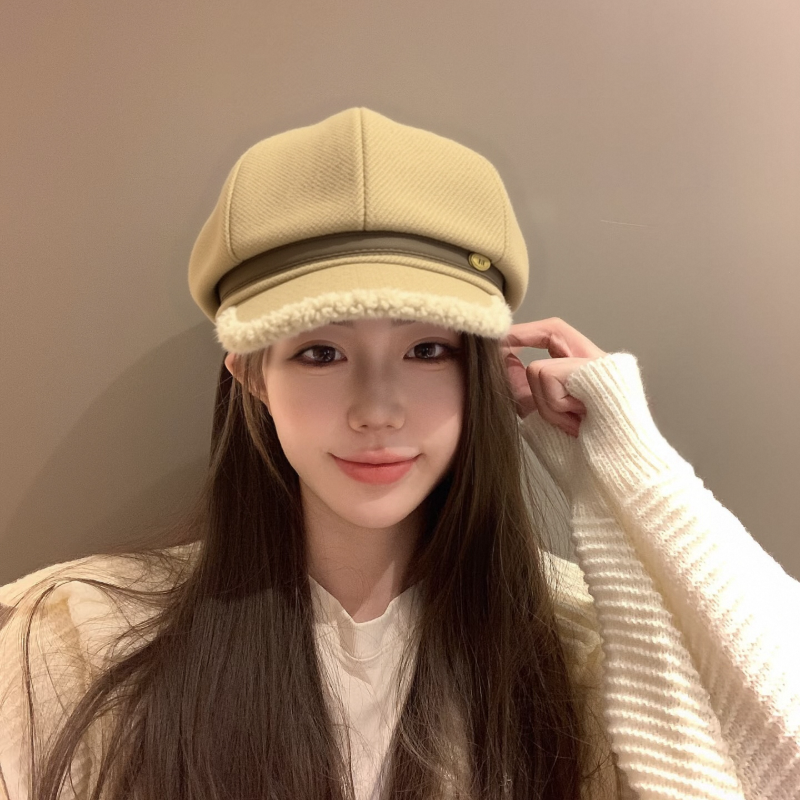八角帽大头围贝雷帽女2025新款秋冬复古帽子女2025新款爆款洋气