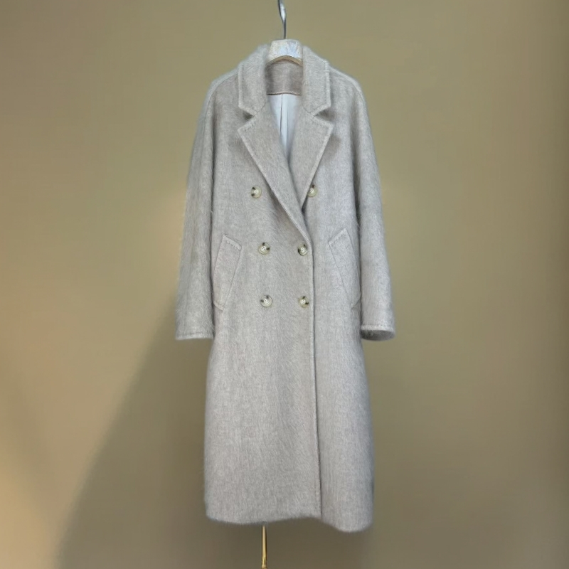 2025新款长款拉绒羊绒外套女款秋冬季羊绒大衣