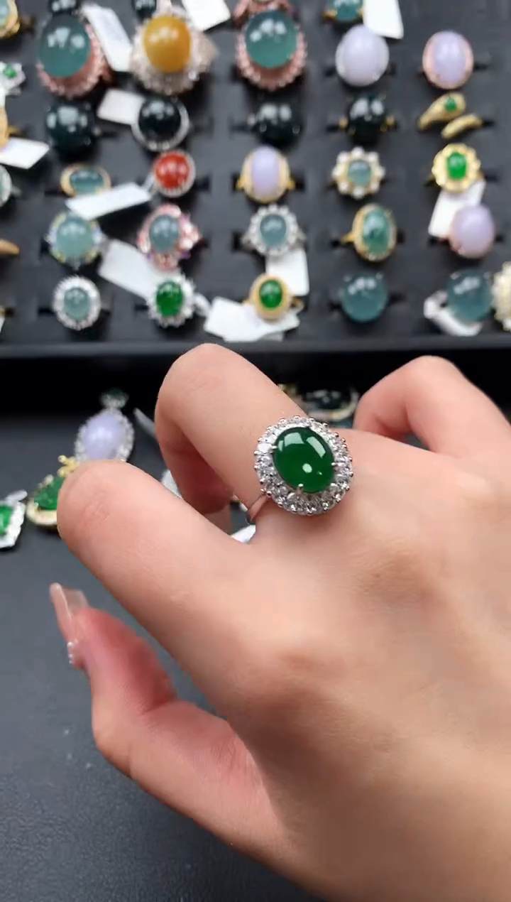 【闪购商品】翡翠戒指银S925镶嵌52141