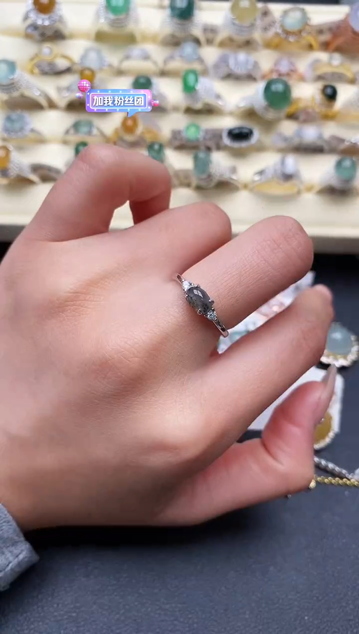 【闪购商品】翡翠戒指银S925镶嵌111111+5