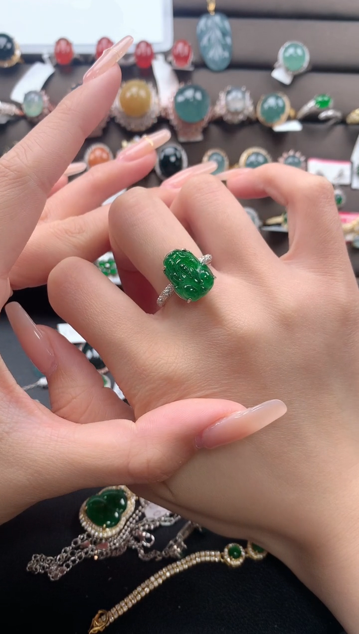 【闪购商品】翡翠戒指银S925镶嵌543543534