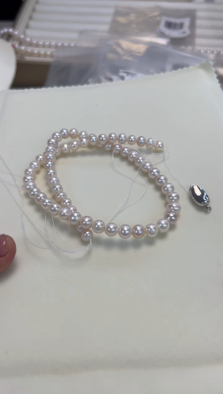 颈饰银S925镶嵌淡水珍珠6.5-7.5MM无核