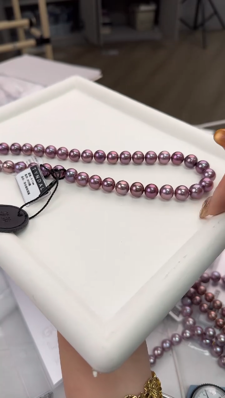 颈饰未镶嵌淡水珍珠9-11mm超五星淡水帝王紫珍珠项链