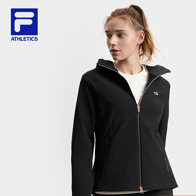 斐乐官方女士梭织外套2025春新款健身运动基础加绒连帽上衣