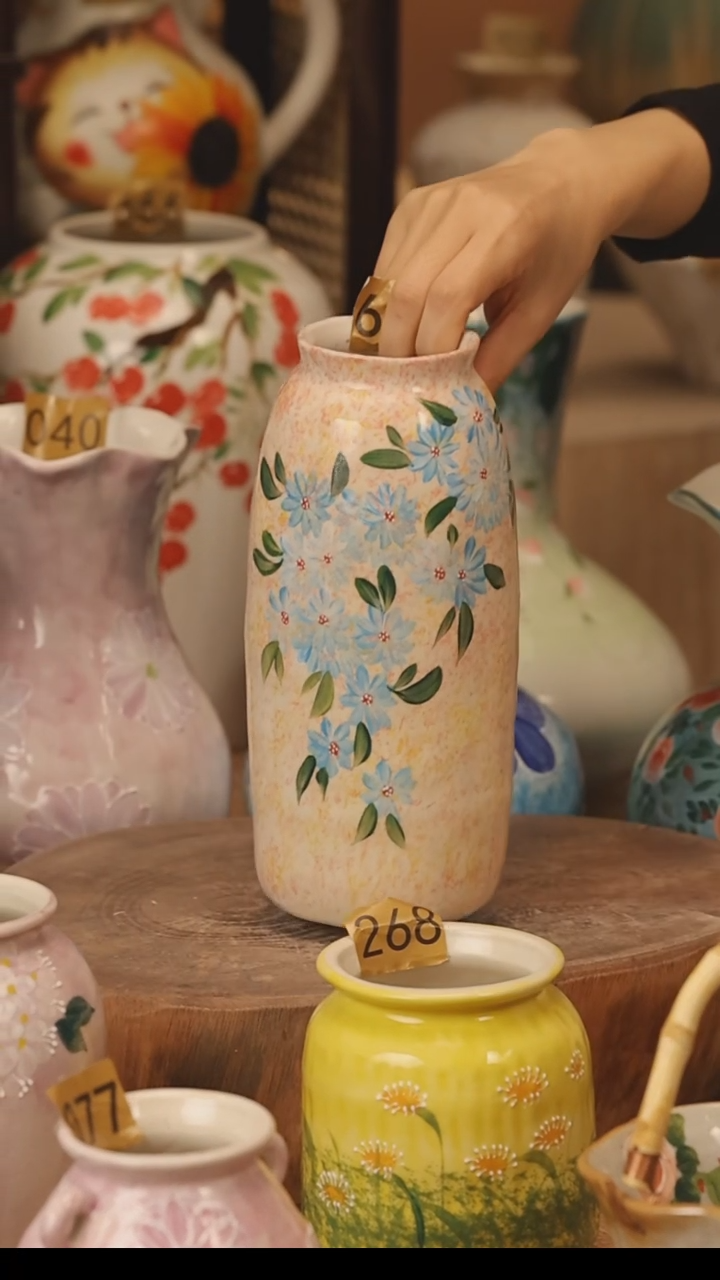 陶瓷景德镇设计师手作花器摆件侘寂风@M658@