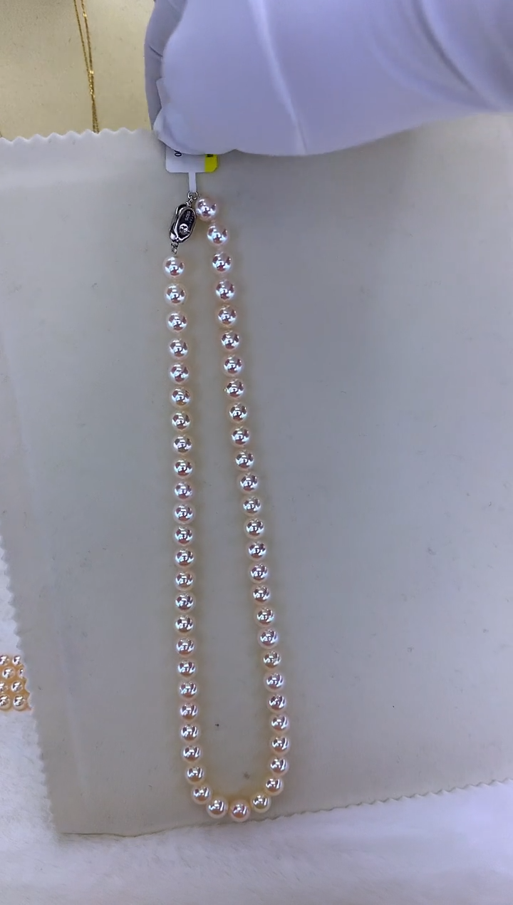 银S925镶嵌DA海水珍珠 GD270 7.5-8 akoya串链