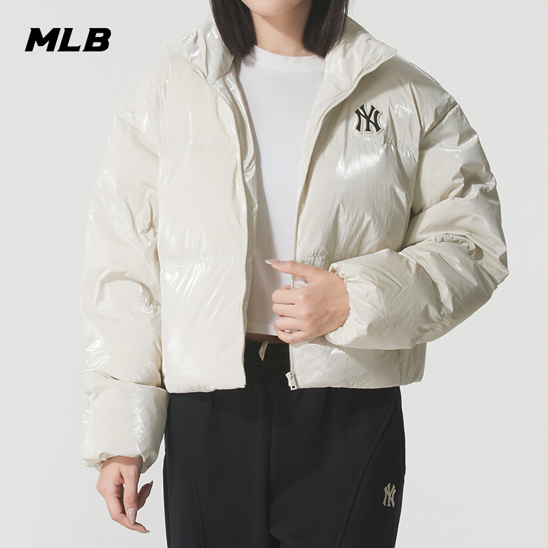 MLB女装羽绒服2025冬季新款立领短款运动服亮面百搭夹克3FDJB0556