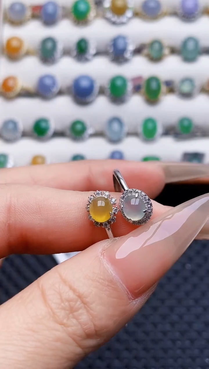 银S925镶嵌戒指翡翠6615