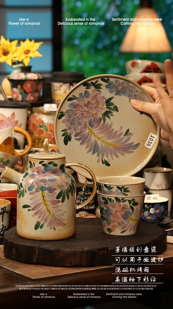 陶瓷景德镇高温釉下彩手工手绘款式@A1036@