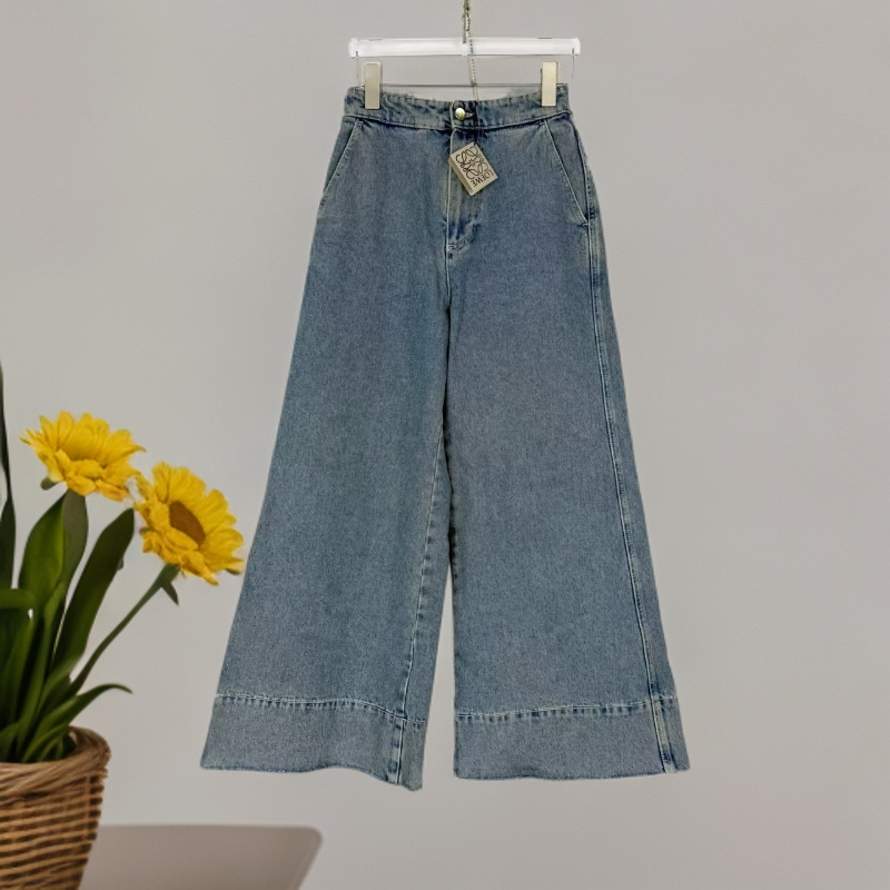 未使用 LOEWE/罗意威 Loewe 纯色阔腿牛仔裤 蓝色34