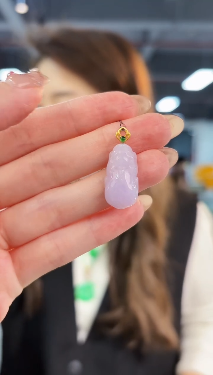 【闪购商品】翡翠吊坠(不含链)18K金镶嵌缅料A货/支持复检/一件