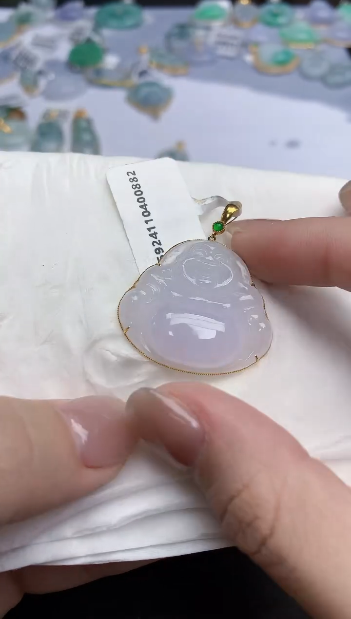 【闪购商品】翡翠颈饰18K金镶嵌天然缅甸翡翠A货