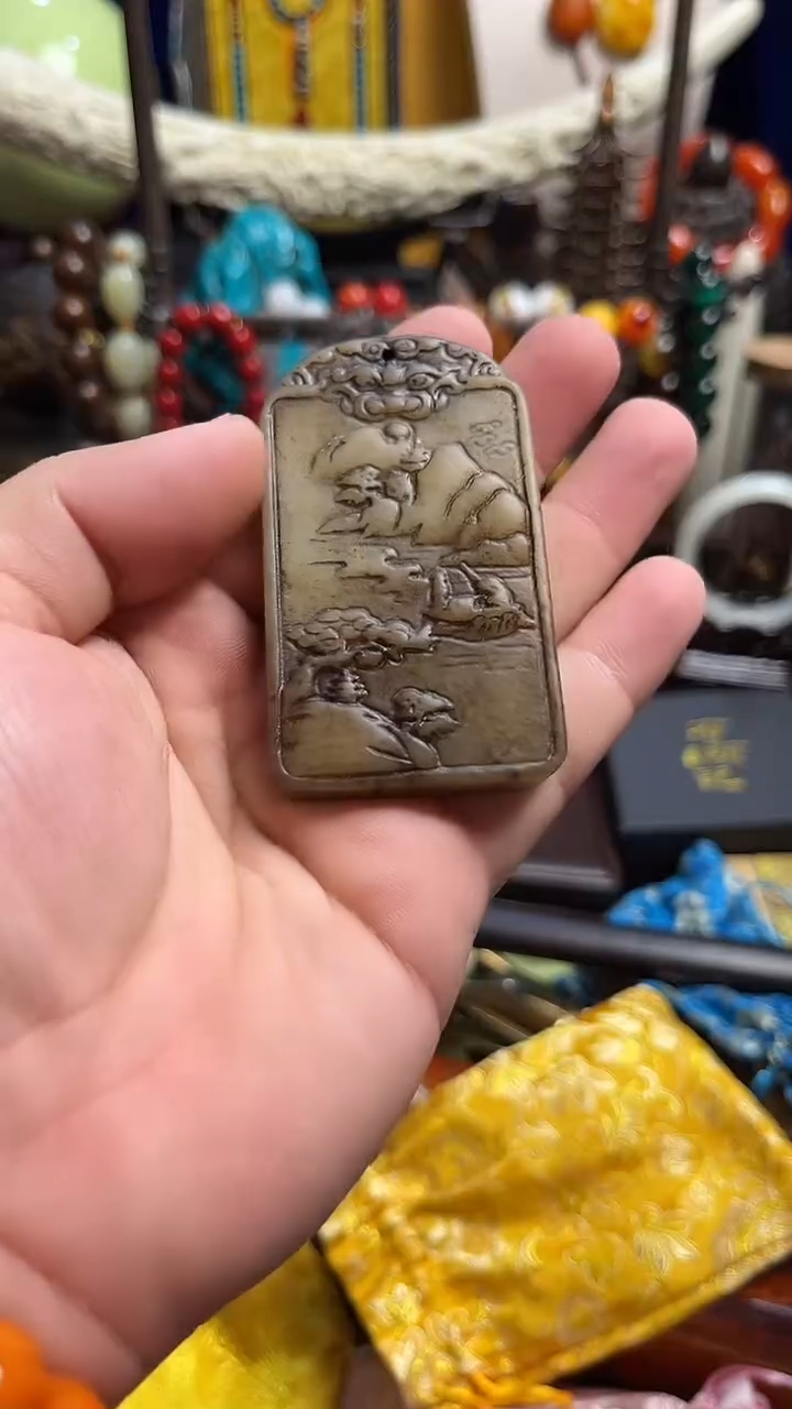 和田玉未镶嵌挂件子山水