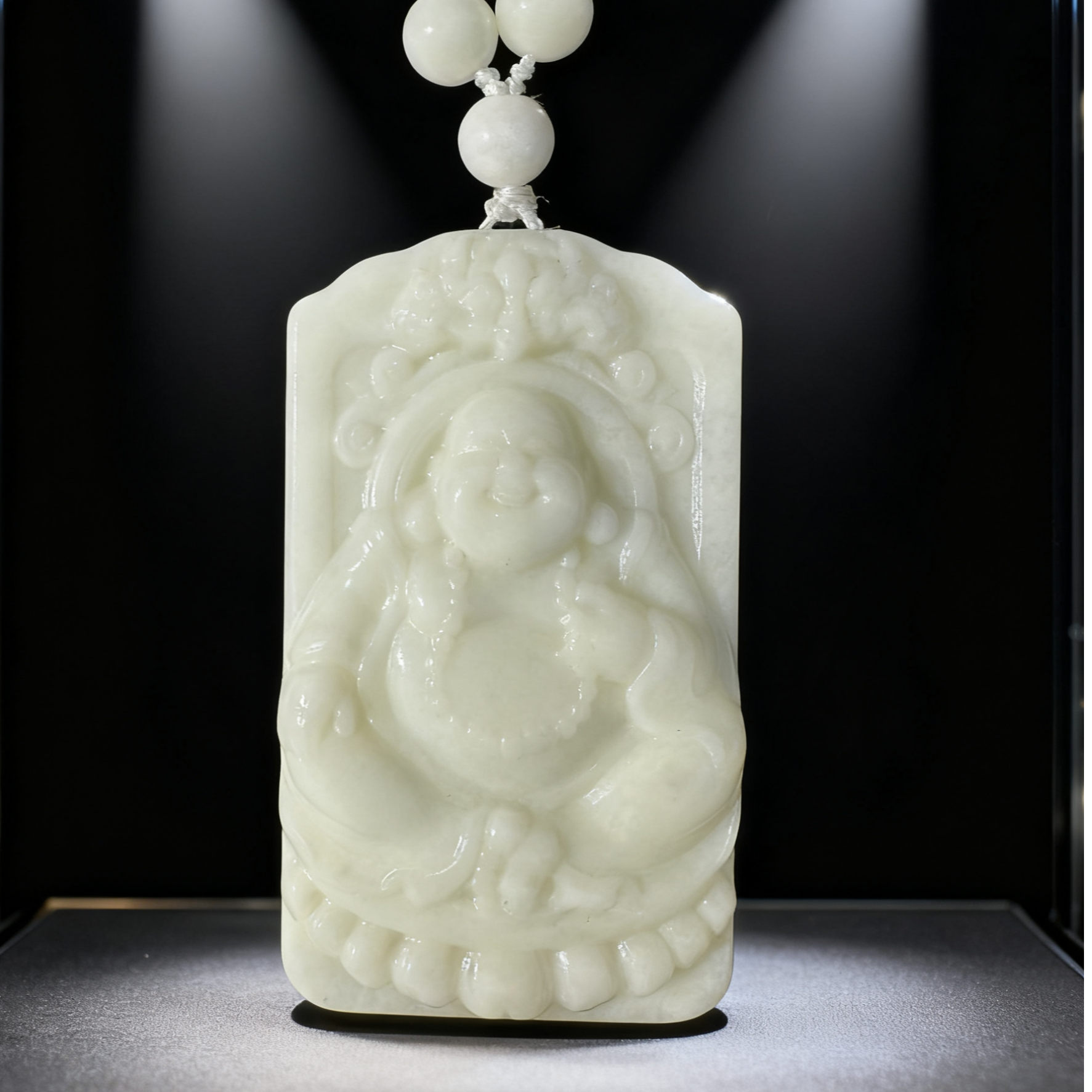 【倩倩工厂】蓝田玉山流水大肚佛吊坠40X70mm(多样性发其一）A22