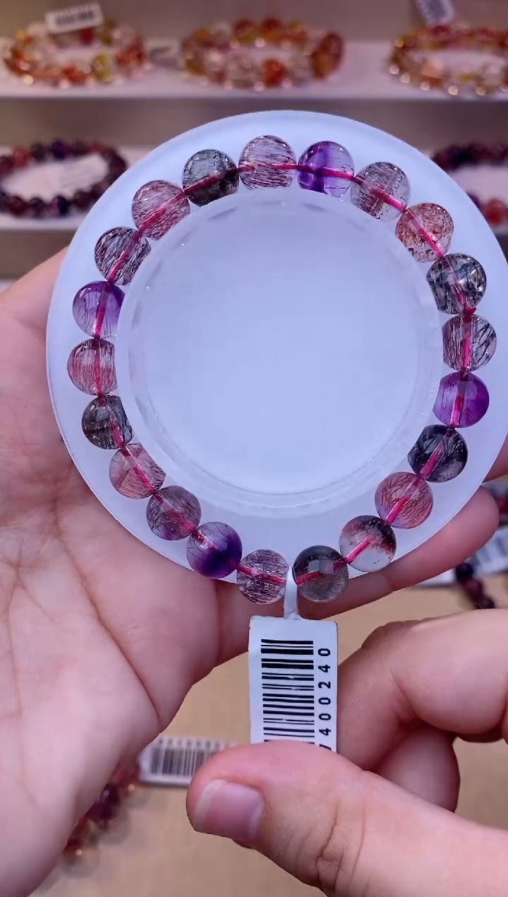 未镶嵌手串水晶黑加仑超七单圈9m+
