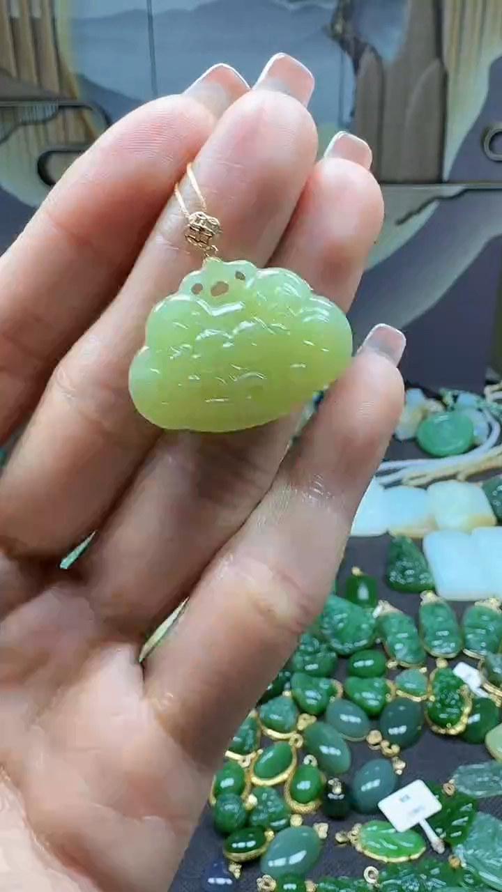 【闪购商品】和田玉吊坠(不含链)18K金镶嵌1