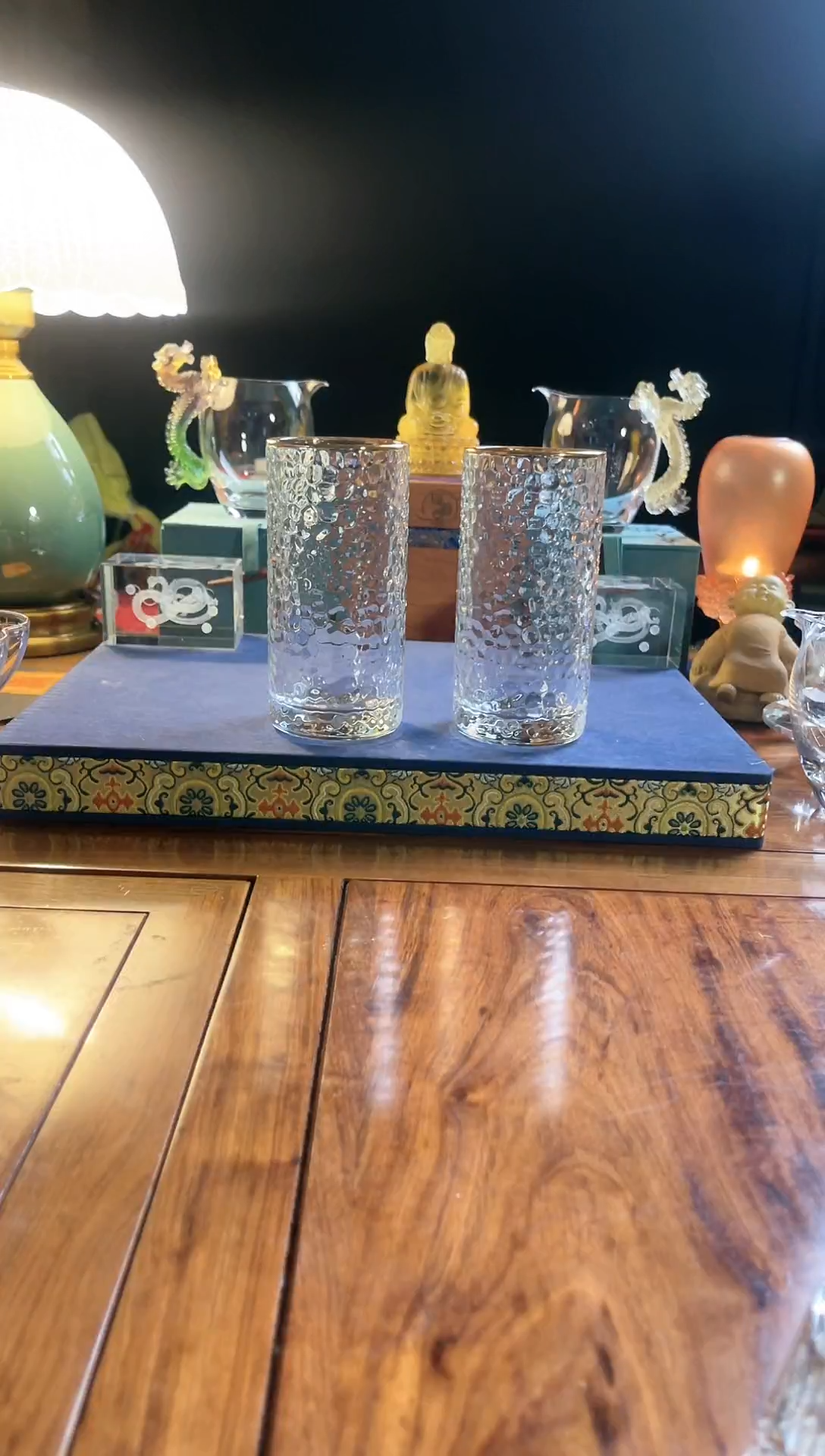 拍一发二水晶直筒锤纹果汁杯
