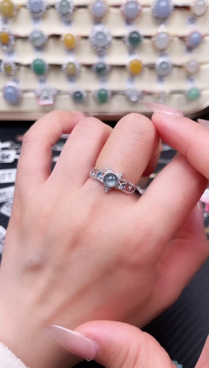 【闪购商品】翡翠戒指银S925镶嵌戒指27