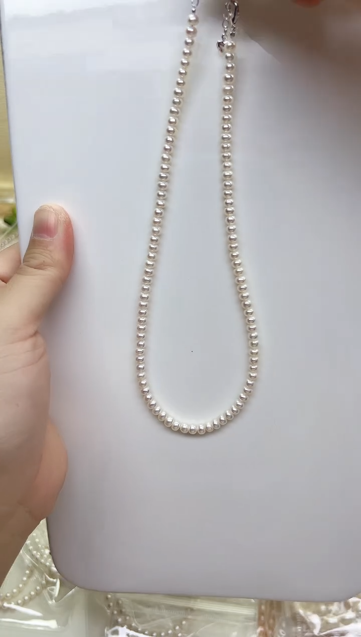 项链未镶嵌淡水珍珠极光馒头珠5mm