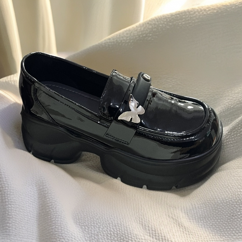 25年秋冬新款单鞋皮面厚底百搭时尚软底乐福鞋单鞋538