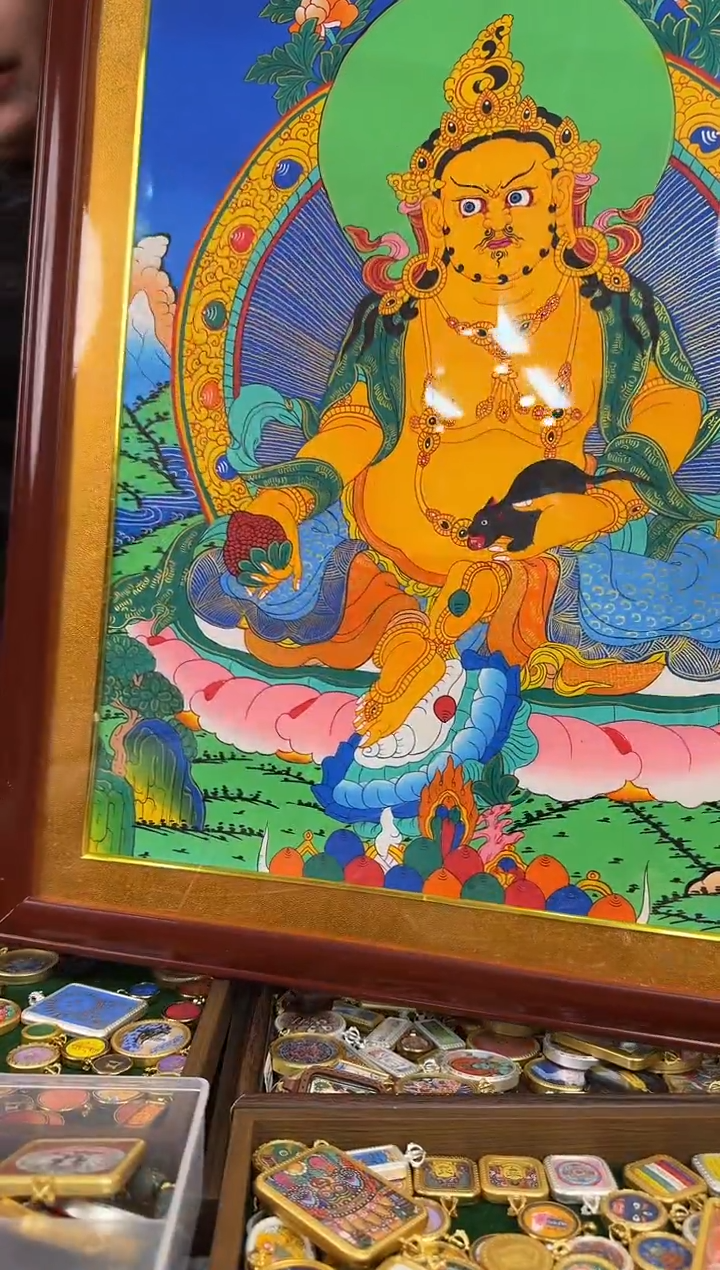 吊坠黄财神大画-热贡纯手绘唐卡